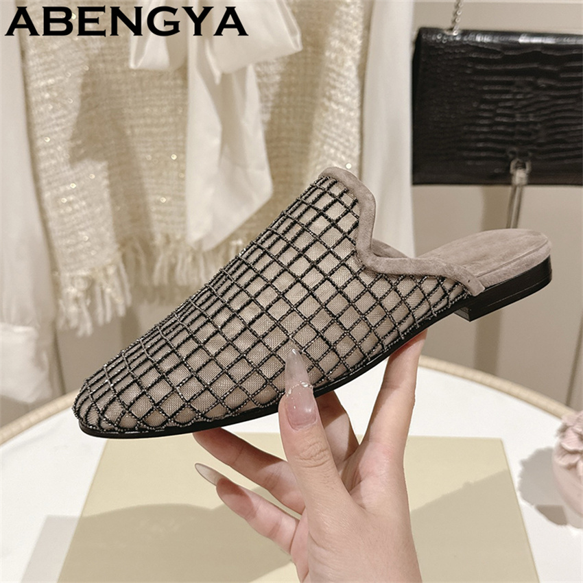 Ethnic Fashion In - Блестящие кружевные сетчатые туфли-лоферы с круглым