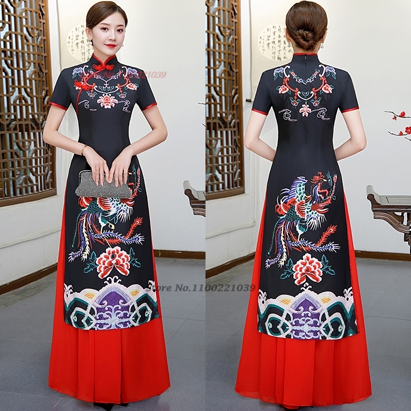 Ao Dai Vietnam Dress - Китайское усовершенствованное платье ципао 2026 года,