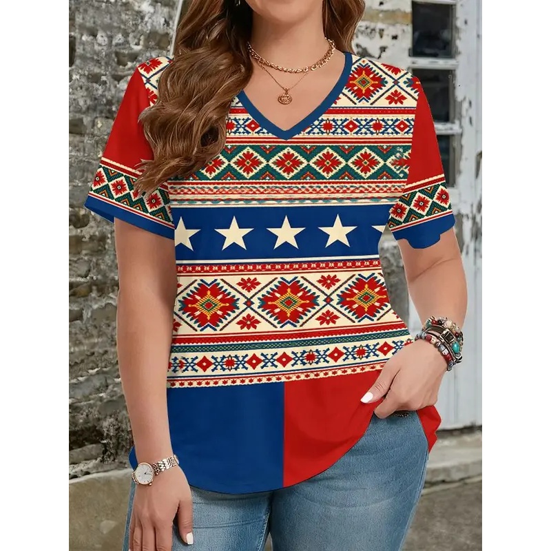 Y2K Ethnic Fashion - Женские футболки в этническом стиле с
