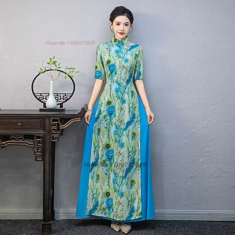 Ao Dai Vietnam Dress - 2026 Вьетнамское платье-аодай, улучшенное платье с